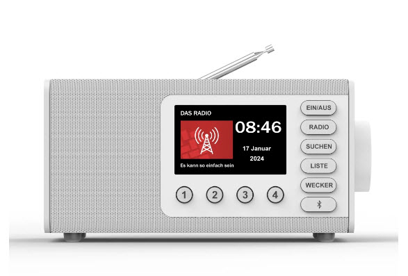 Digitalradio ´DR1001BT´, FM/DAB/DAB+/Bluetooth RX, Radiowecker, Weiß (54297) Digitalradio ´DR1001BT´, FM/DAB/DAB+/Bluetooth RX, Radiowecker, Weiß (54297)