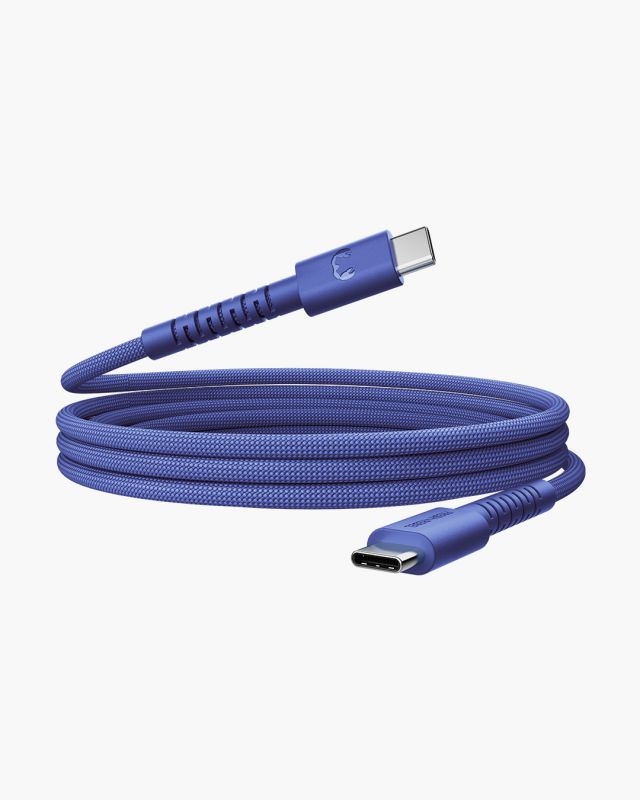 USB-C zu USB-C silikon geflochtenes Kabel FlexWave 2m, 100W True Blue 