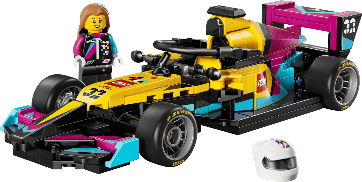 Formel 1 Auto, Rennwagen, Lego Set, Gelb Schwarz Blau, Mini Figur