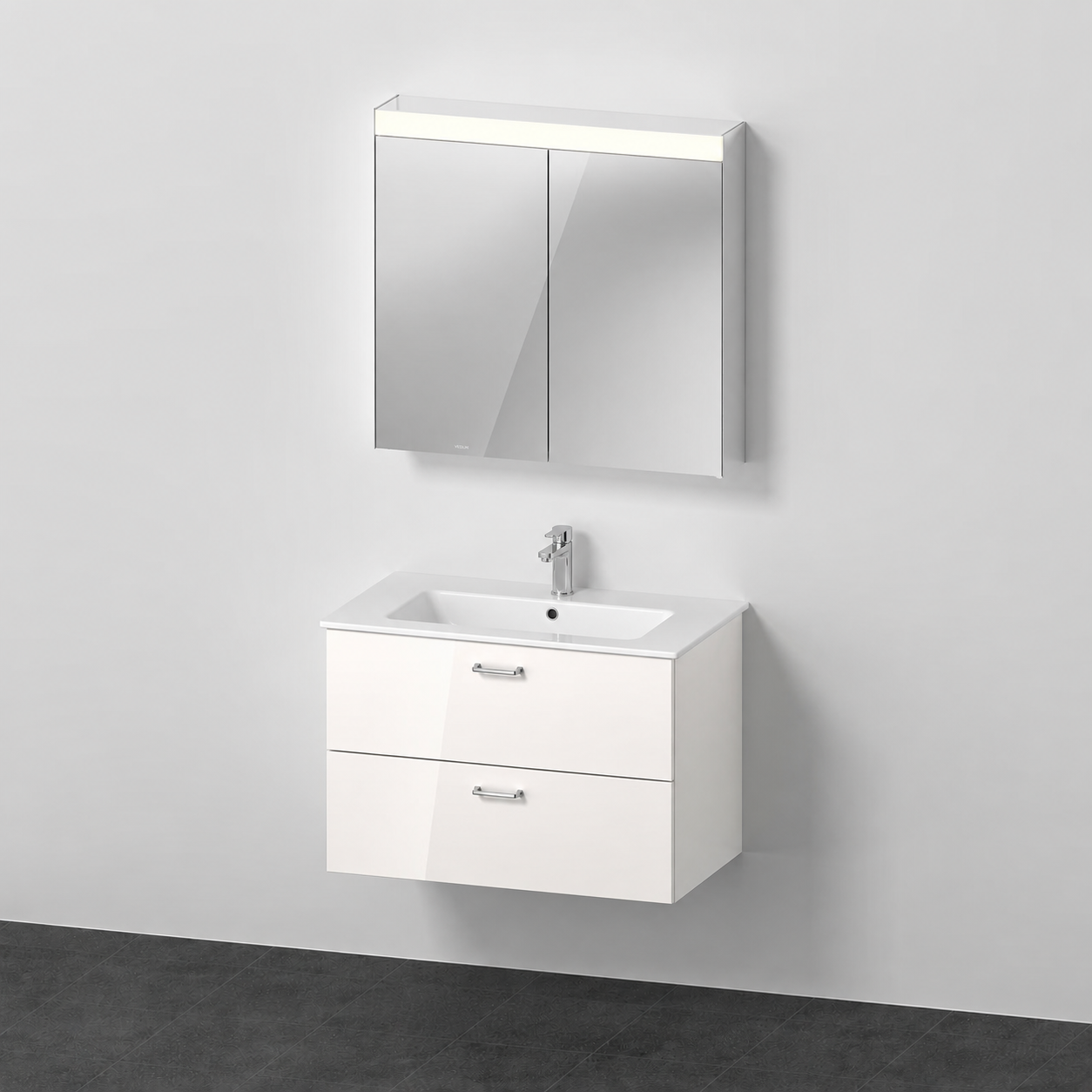 Waschtisch-Unterschrank, Waschbecken, Spiegelschrank, SpiegelmitLED, Hängend