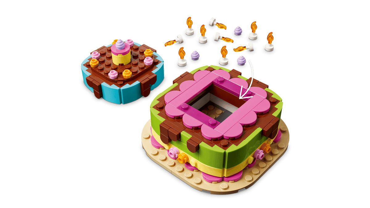 lego, bastelset, kuchenform, pinkrand, kleine torte