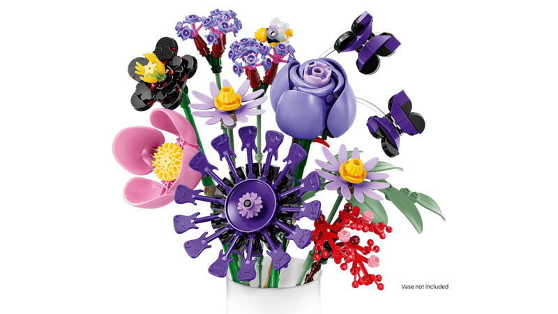 Blumenstrauß, Kunstpflanzen, Blumenarrangement, Fliederfarben, Vase nicht enthalten