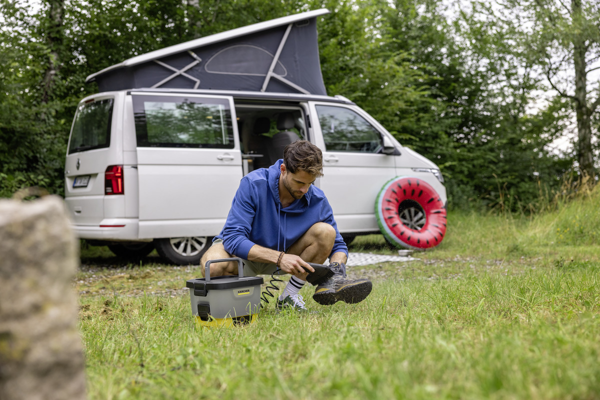 Gras, Person, Wohnwagen, Auto, Rad