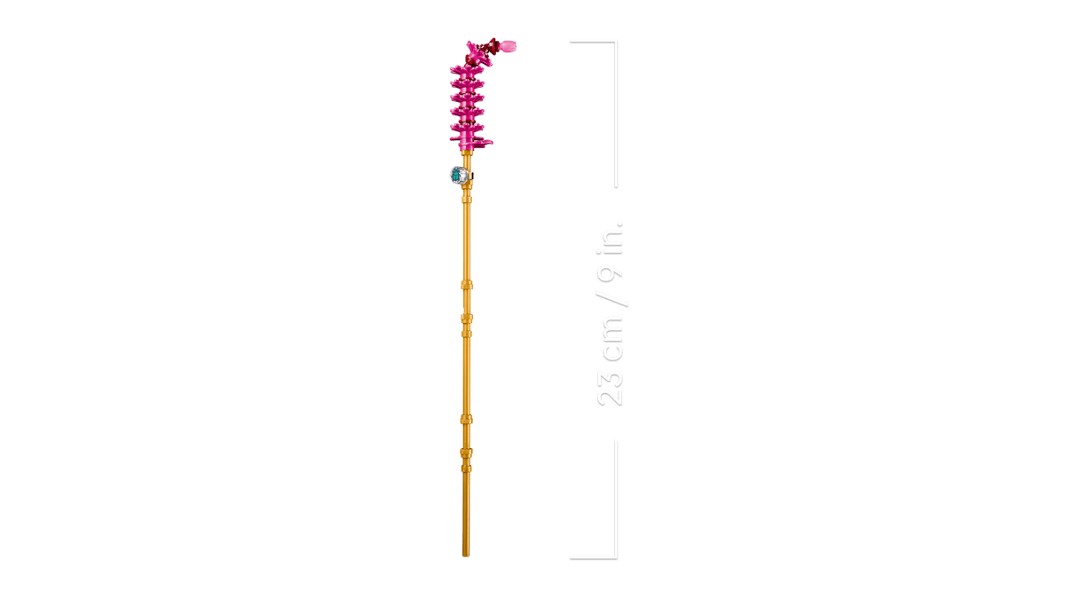 Telescoping wand, Stock, pink brush head, mehrfarbig Kopf, 9 Zoll Länge