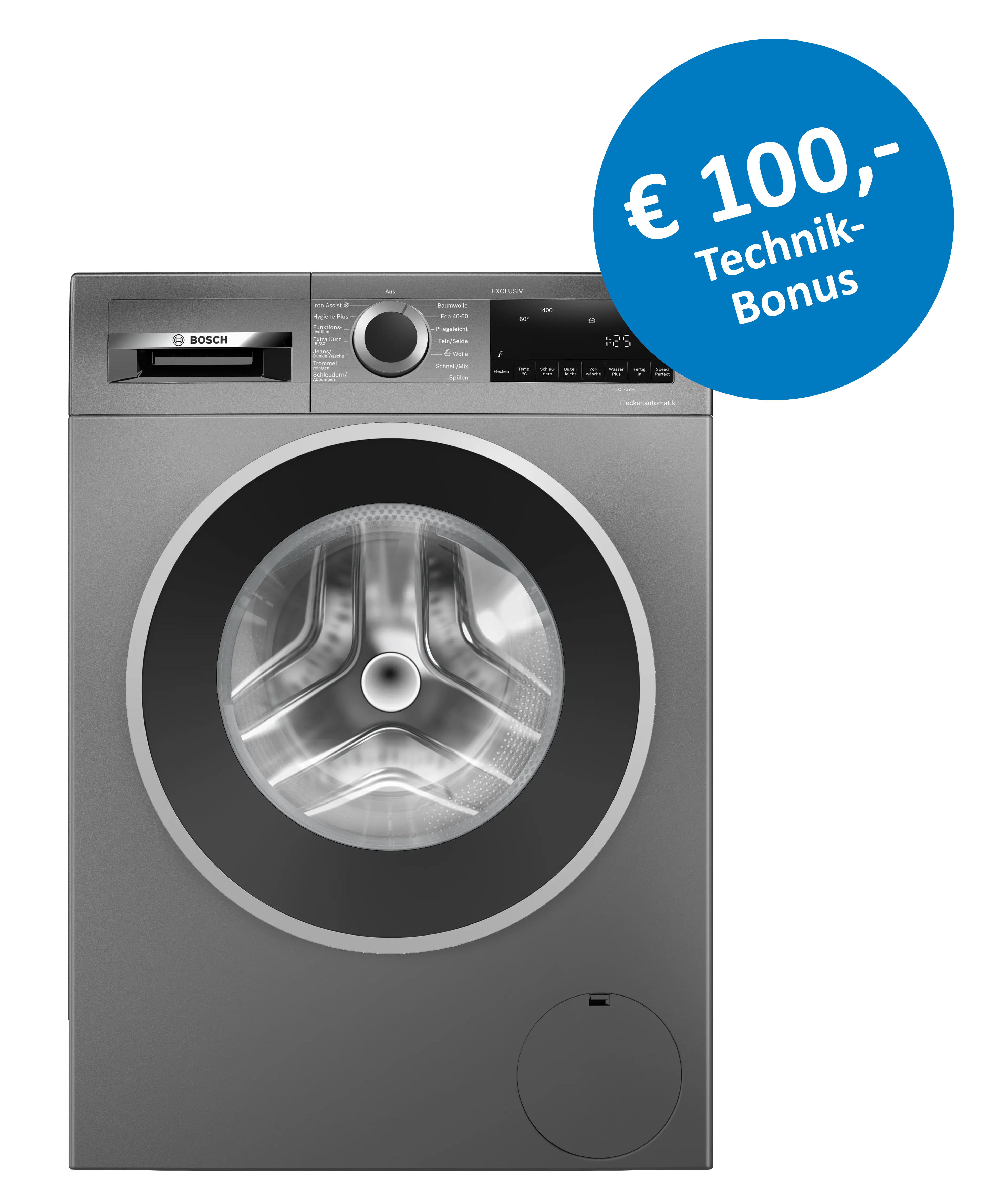 Waschmaschine, Frontlader, Grau, Waschmaschine mit Trommel, Koch-/Alltagsgerät