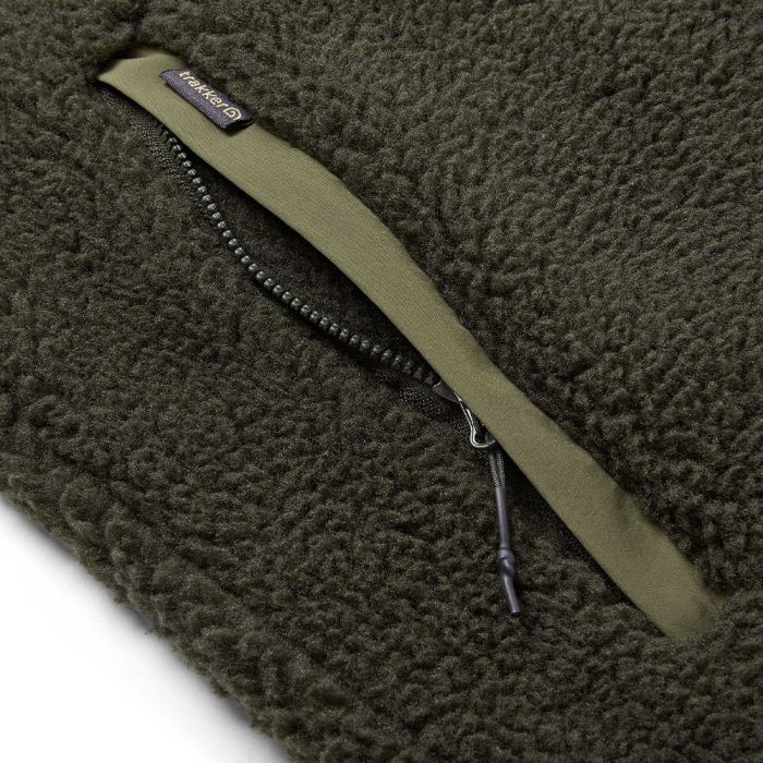 Fleece, Frontzipp, Olivgrün, Weiches Gewebe, Reißverschluss-Lasche