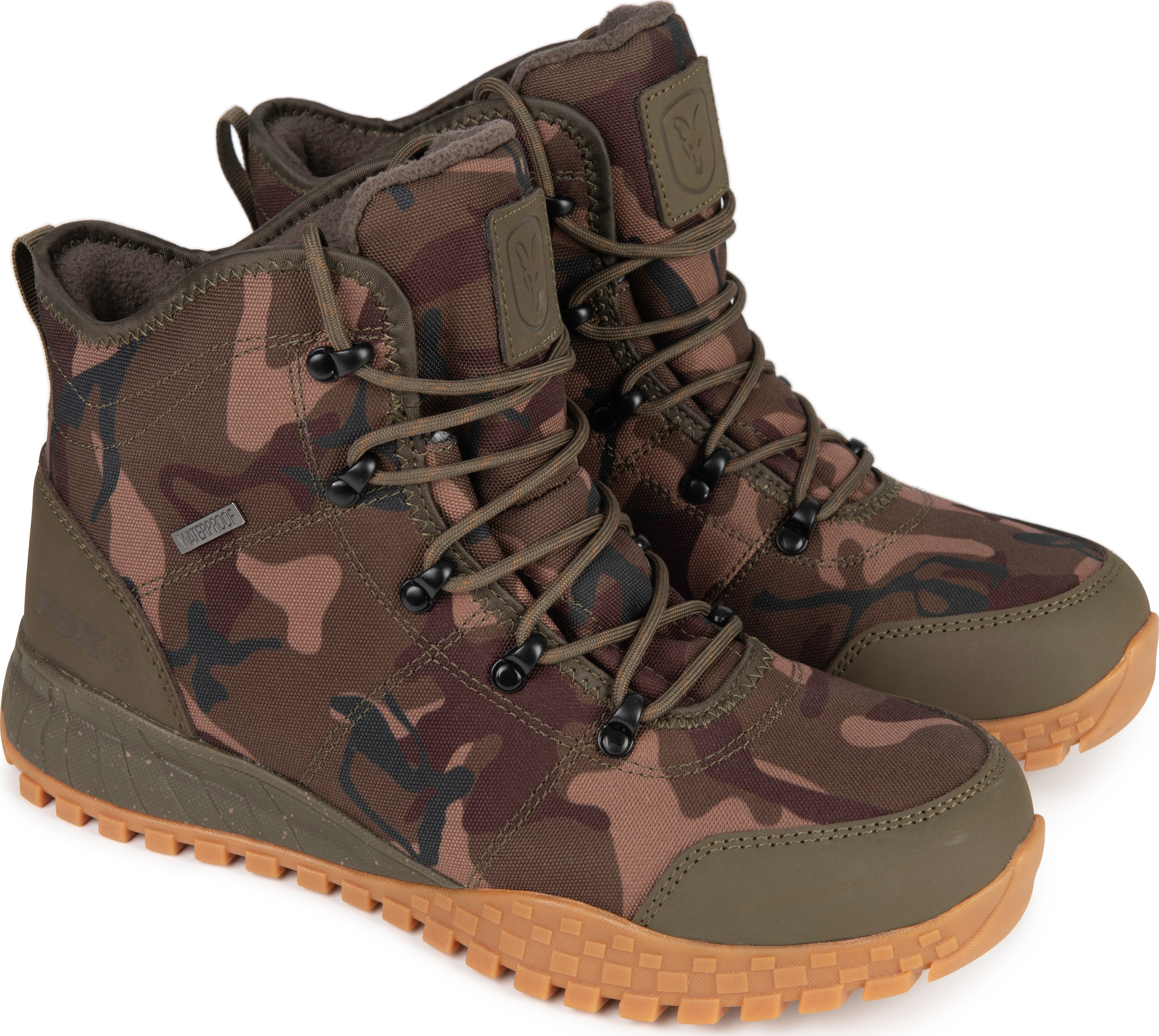 Tarnstiefel, Wanderschuhe, Camouflage, Gummisohle, Stiefel mit Schnürung, Hiking boots, Camouflage, Sturdy sole, Lace-up, Waterproof, Wanderschuhe, Camouflage, Hiking boots, Gummi-Außensohle, Tarnmuster