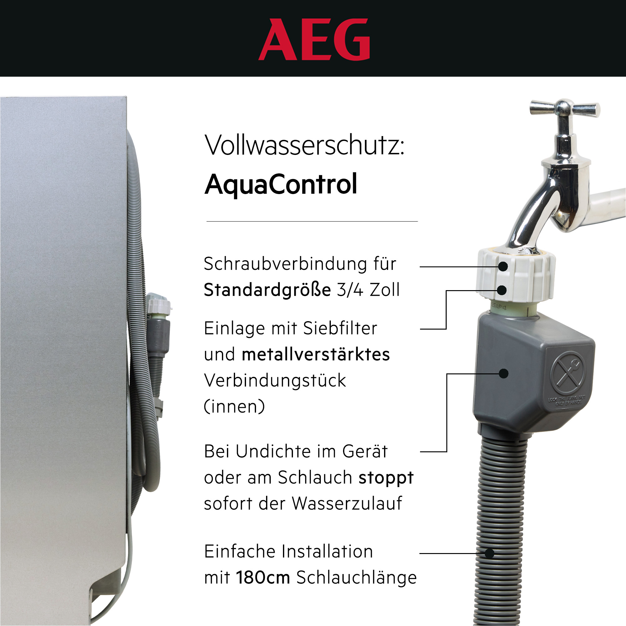 AquaControl, Schlauchanschluss, Schnittstelle, Wasseranschluss, Standardgröße