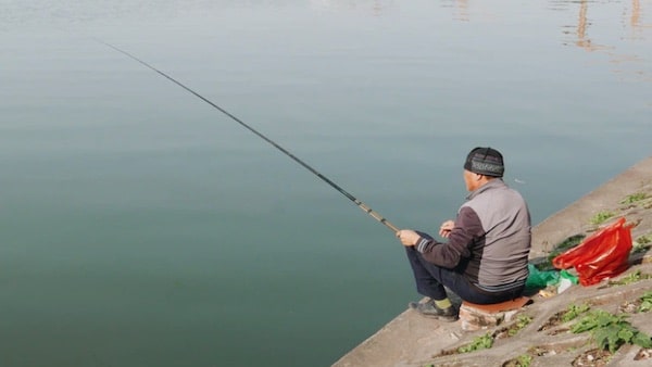 Fischen, Draußen, Wasser, Angler, Person