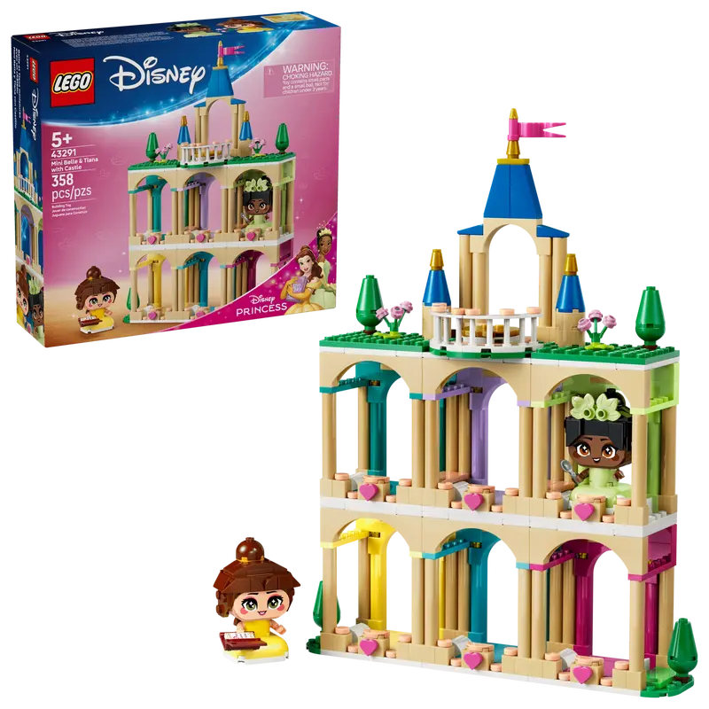 Die Mini-Prinzessinnen Belle und Tiana mit ihrem Schloss