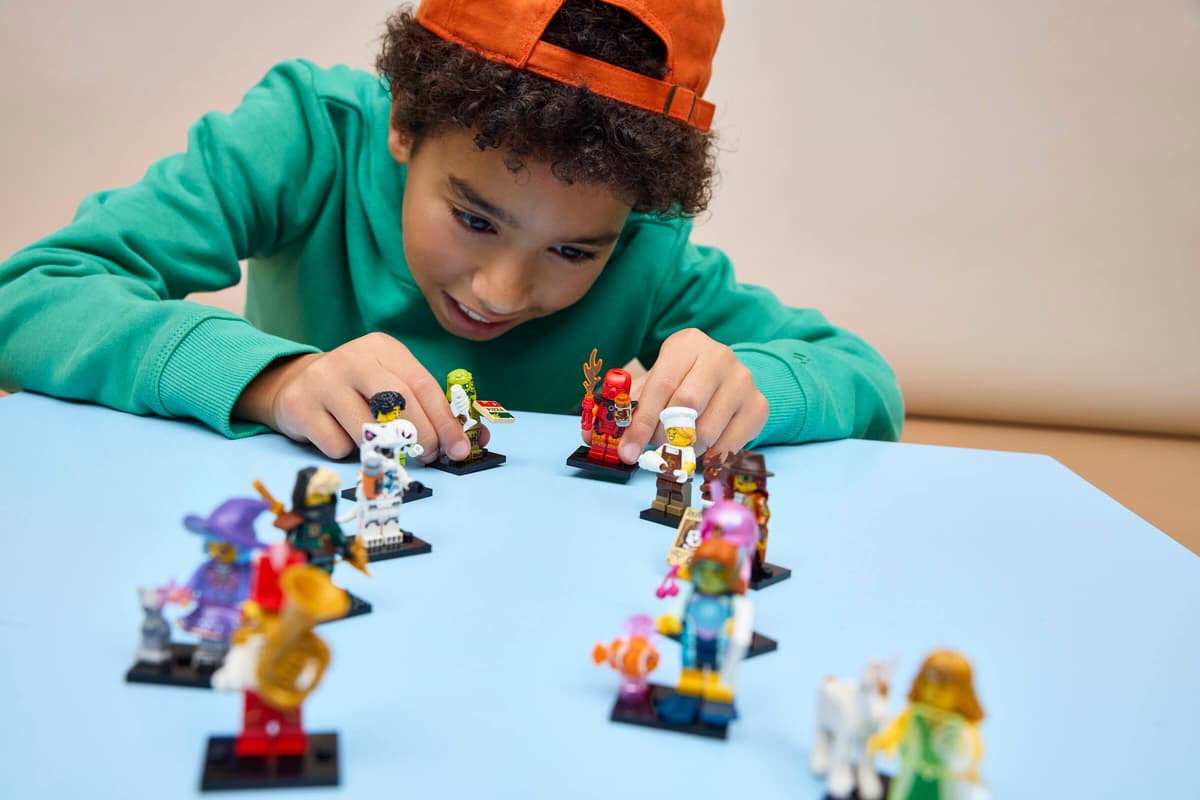 Lego Figuren, Minifiguren, Spielzeugfiguren, Bauspielzeug, Kleinteile Display
