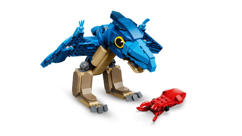 Lego-Drache, Blauer Drache, Bau-Spielzeug, Gepanzerte Beine, Rotes Fahrzeug