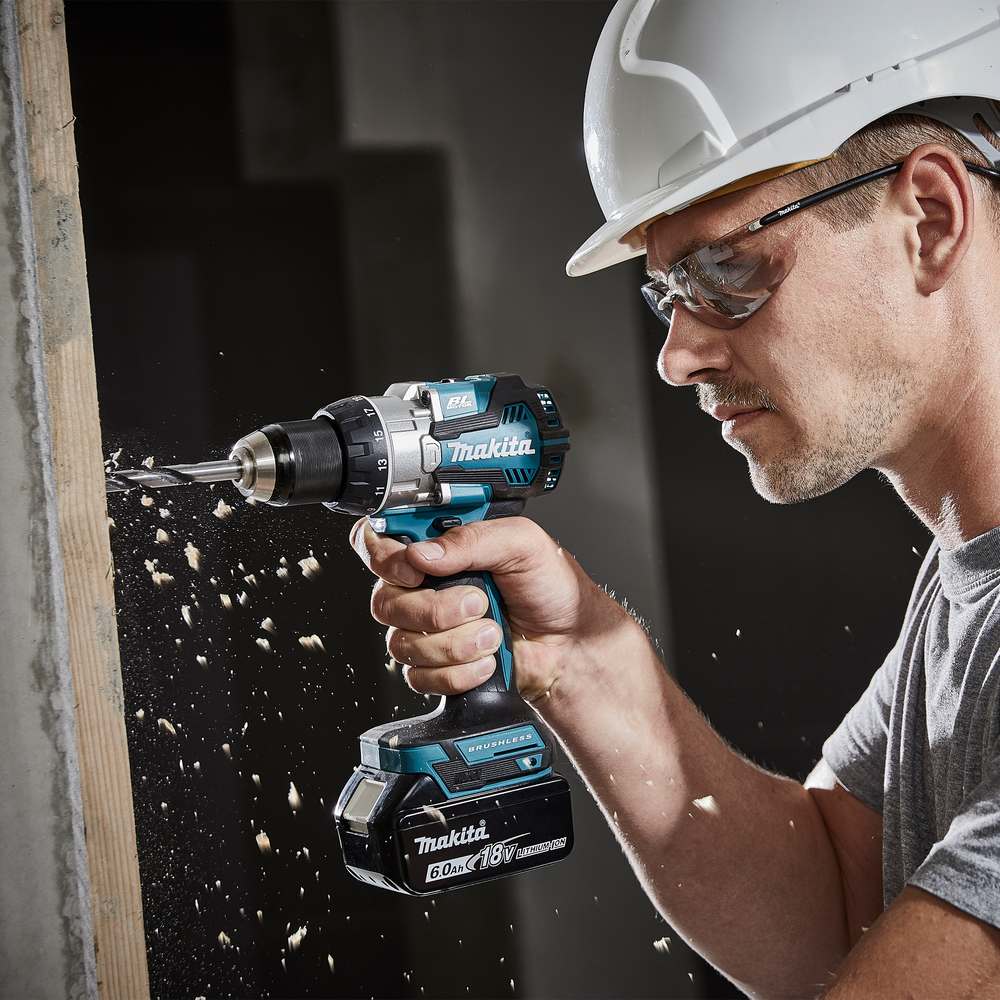 Elektrische Bohrmaschine, Werkzeug, Person, Arbeiter, Helm