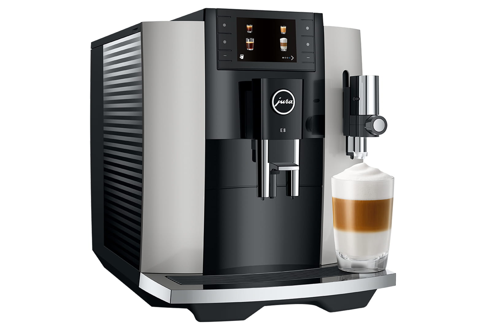 Espresso machine, Kaffeemaschine, Milchschaum, Doppelspitze, Glas Latte