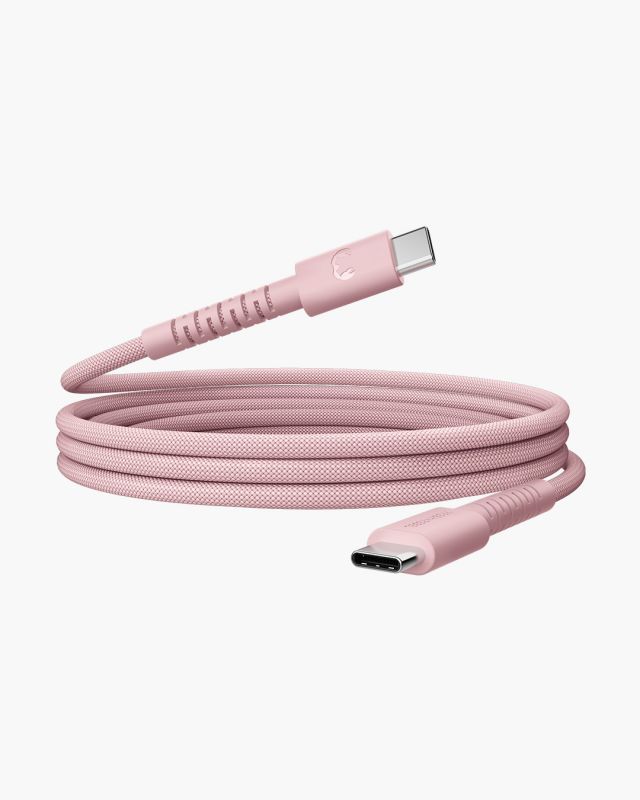 USB-C zu USB-C silikon geflochtenes Kabel FlexWave 2m, 100W Pastel Pink 