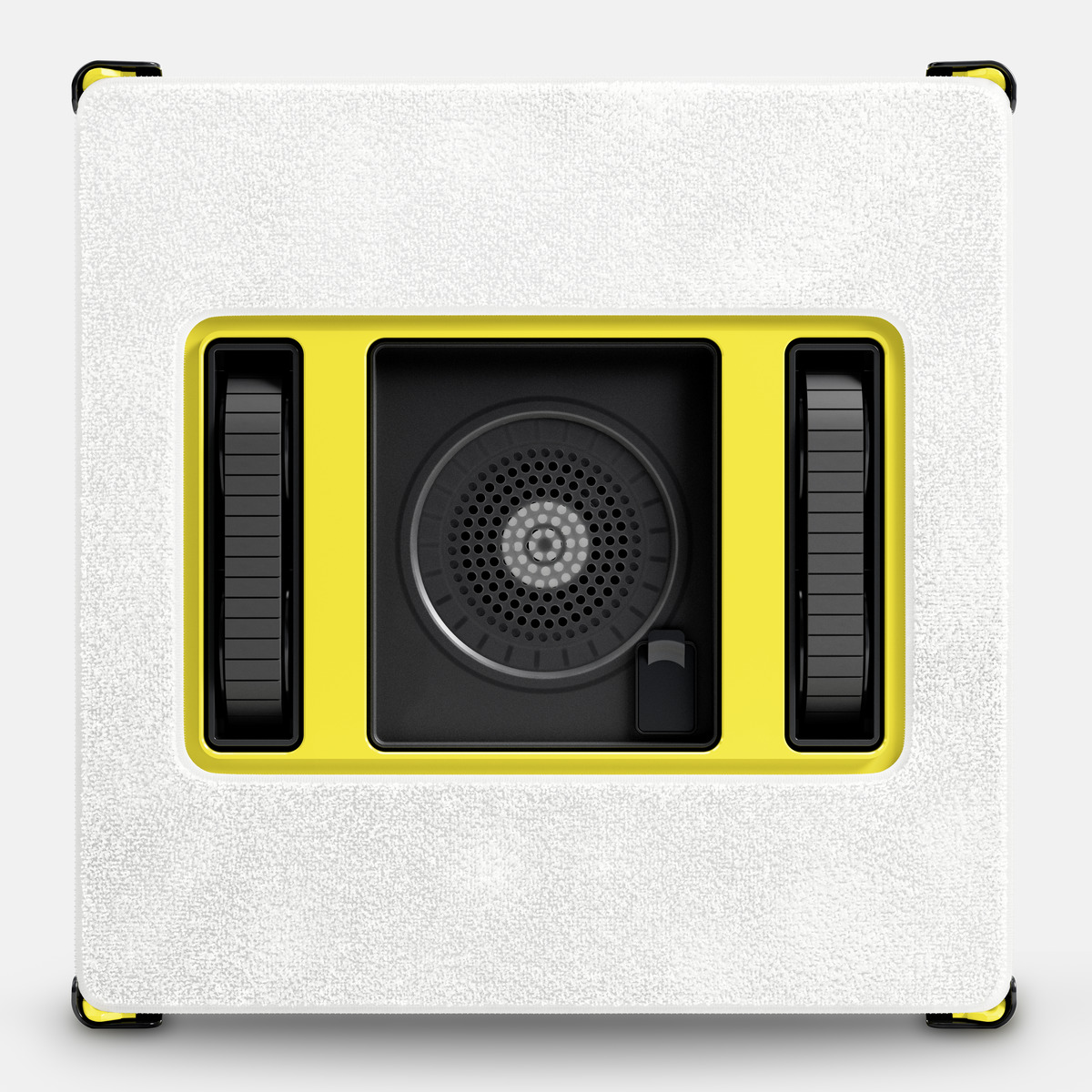 kühlbox, isolierte kiste, gelb akzent, lüfter, rollbar
