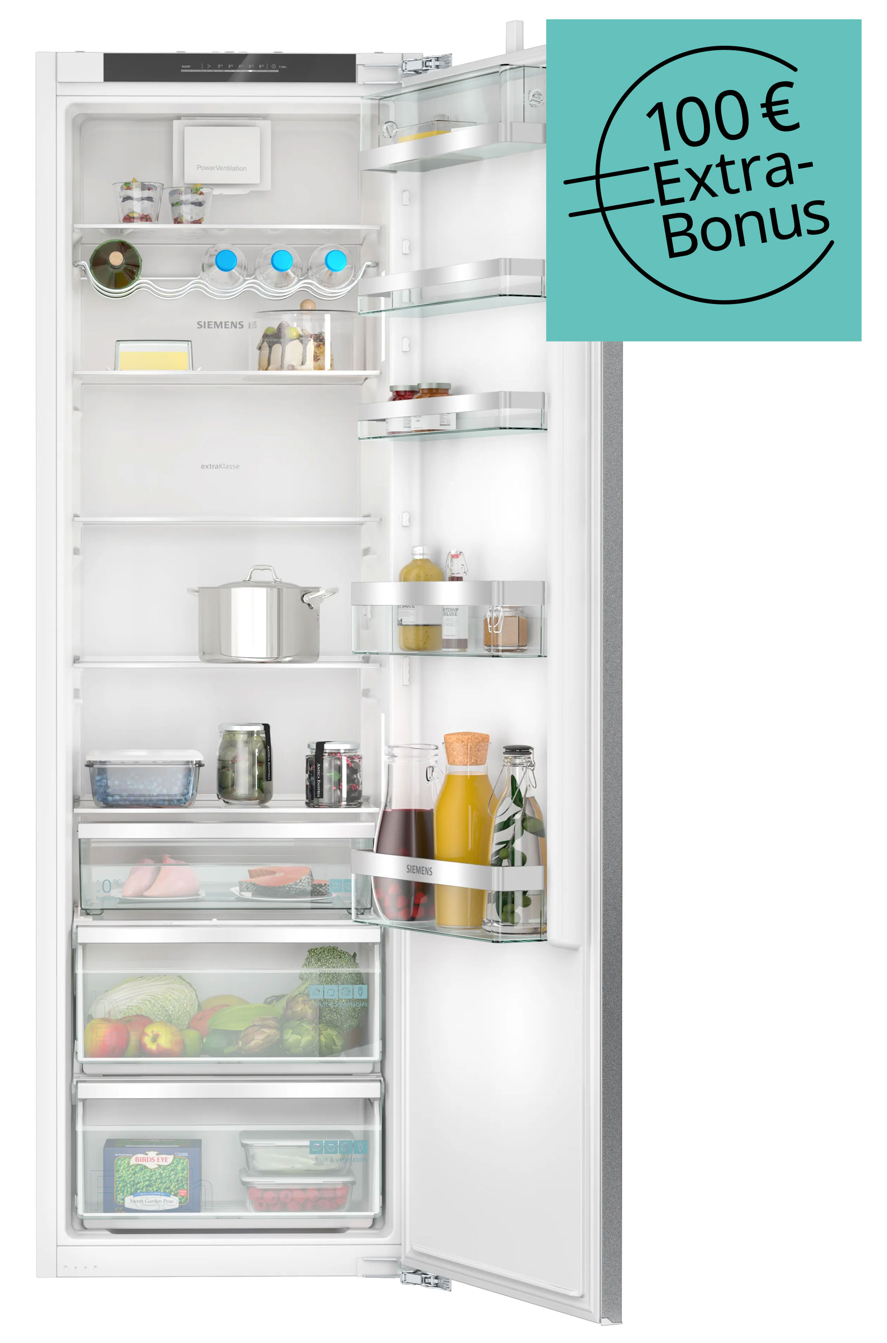 Kühlschrank, Einbaukühlschrank, Gehäuse, Glasregale, Frischefächer