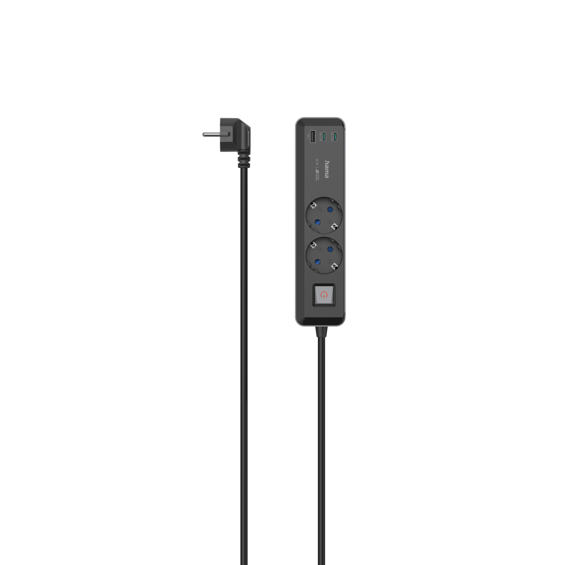 Steckdosenleiste, 2-fach, USB-C/A 65W, PD, Schalter, 1,4 m, Schwarz/Grau (223188) Steckdosenleiste, 2-fach, USB-C/A 65W, PD, Schalter, 1,4 m, Schwarz/Grau (223188)