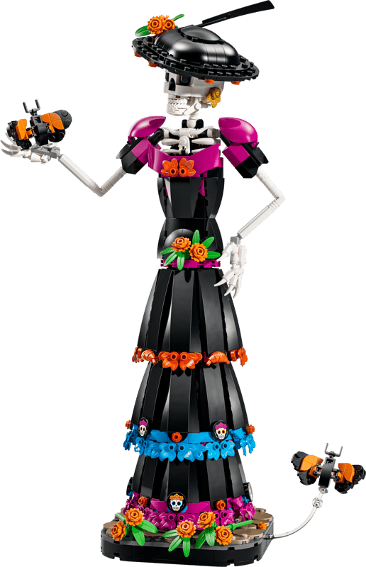 Figur, Skelett, Tanzfigur, Kunststoff, Blumen