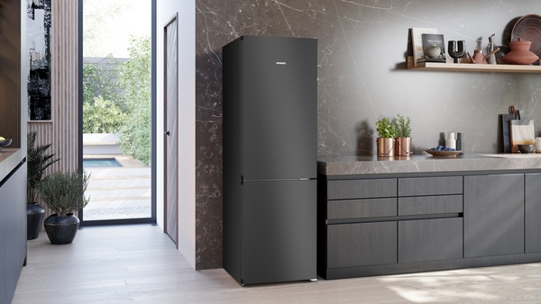 Kühlschrank, Schwarz, Küchenmöbel, Matte Oberfläche, Freistehend