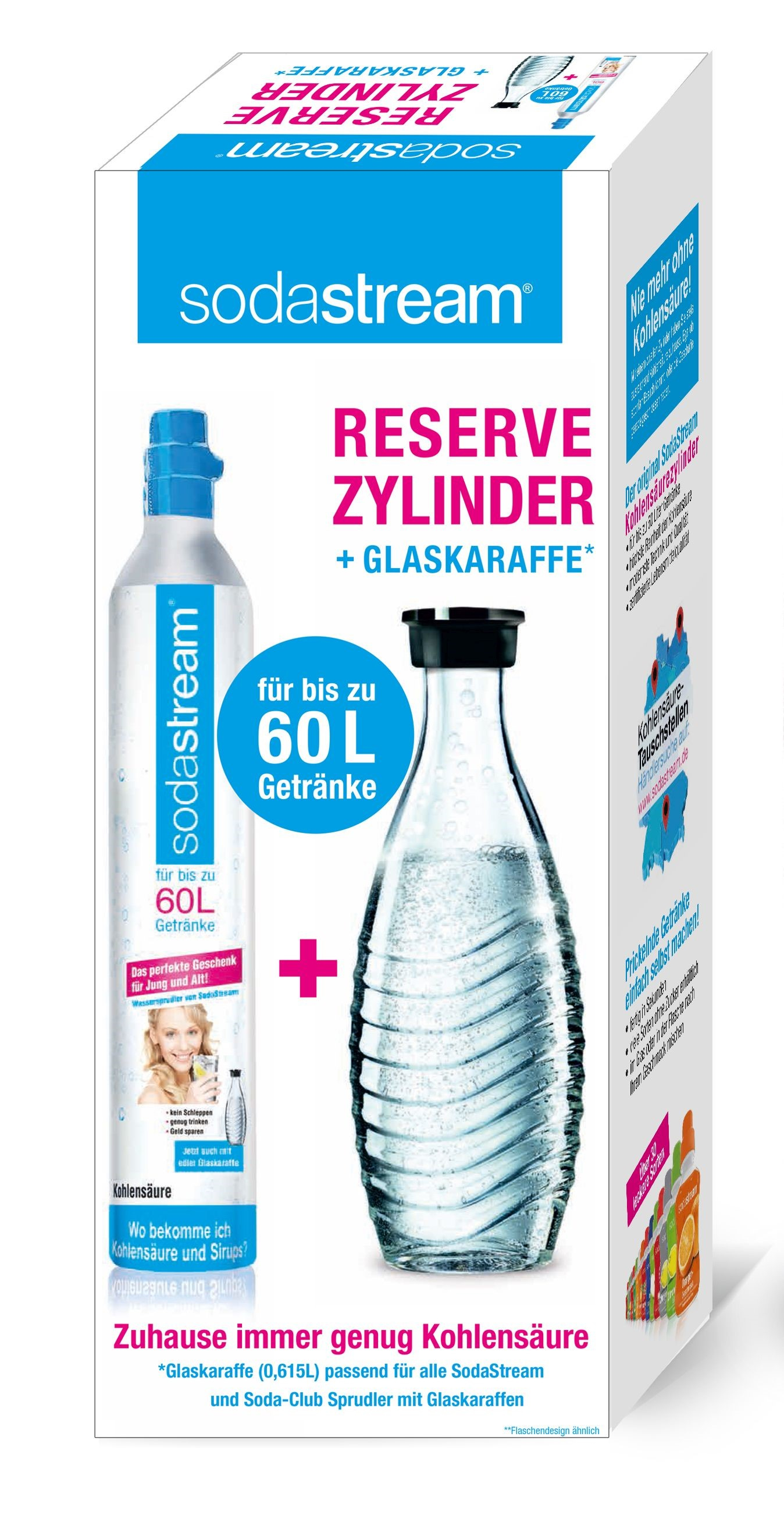 Reserve-Zylinder 60l + Glaskaraffe Reserve-Zylinder 60l + Glaskaraffe
